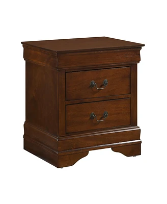 Simplie Fun Traditional 2-Drawer Nightstand, Cherry Finish