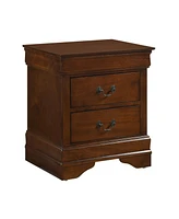 Simplie Fun Traditional 2-Drawer Nightstand, Cherry Finish