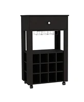 Simplie Fun Ambler 1-Drawer 12-Bottle Wine Cabinet Black Wengue