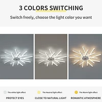 36In Ceiling Fan With Lights Remote Contro Dimmable Led, 6 Gear Wind Speed Fan Light