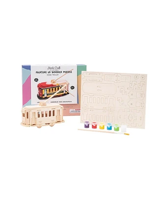 Flash Popup Diy 3D Wooden Puzzle with Paint Kit: Trolley