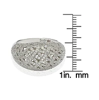 Suzy Levian Sterling Silver Cubic Zirconia Pave Interlace Ring