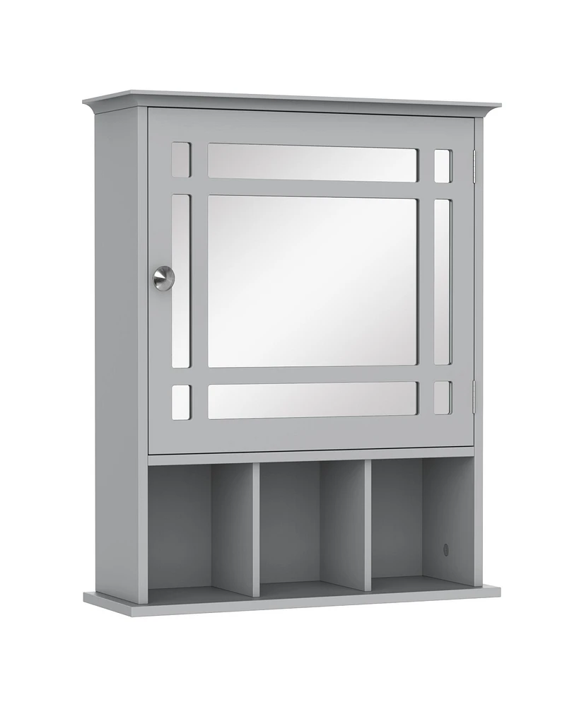 Streamdale Furniture Gray Wall Mounted Medicine Cabinet with Mirror