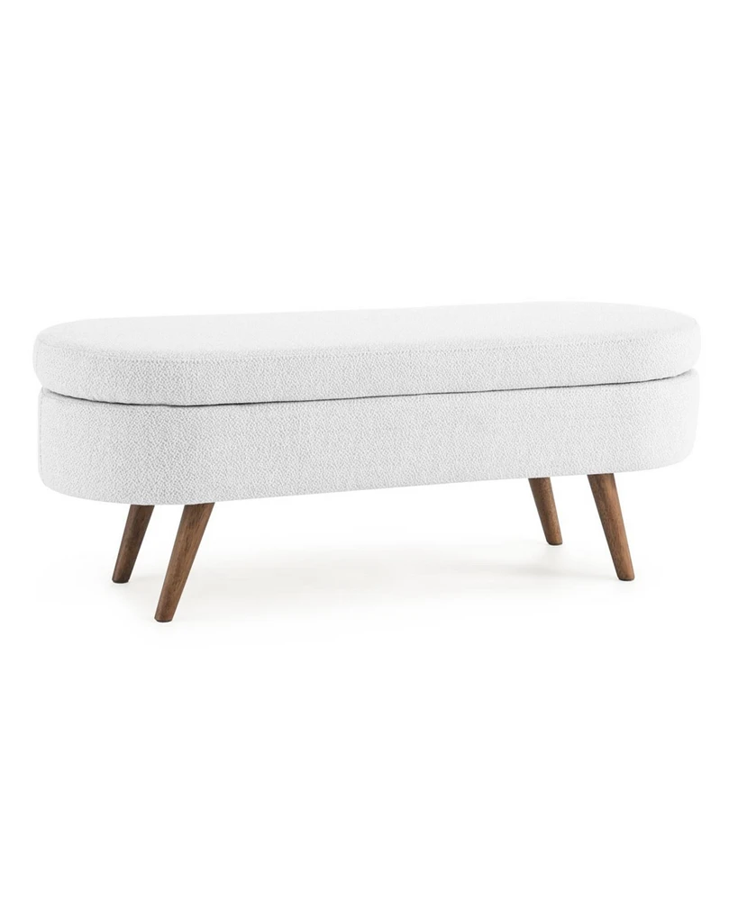 Simplie Fun Ottoman Oval Storage Bench, Rubberwood Legs