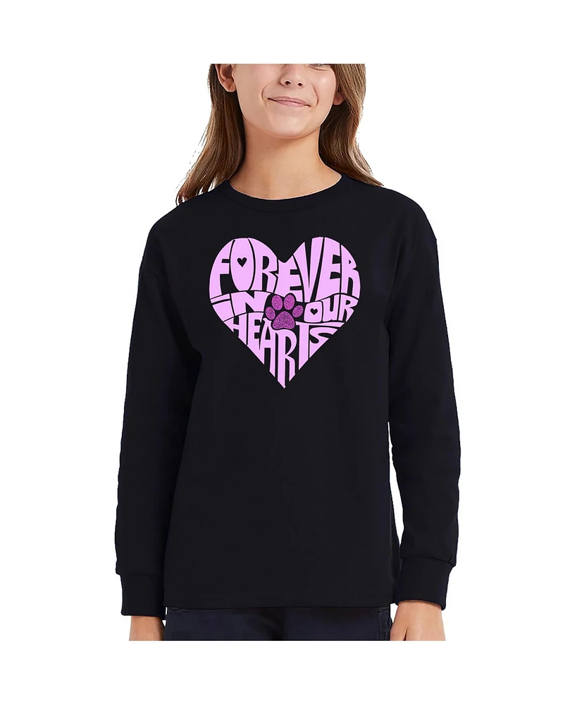 La Pop Art Girls Forever Our Hearts Word Long Sleeve T-Shirt