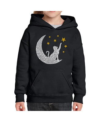 La Pop Art Girls Cat Moon Word Hooded Sweatshirt