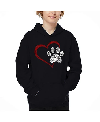 La Pop Art Boys Paw Heart Word Hooded Sweatshirt