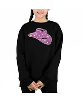 La Pop Art Girls Cowgirl Hat Word Crewneck Sweatshirt