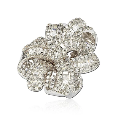 Suzy Levian New York Sterling Silver Cubic Zirconia Art Deco Wrap Ring