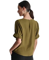 Dkny Women's Puff-Sleeve Pleated Blouse