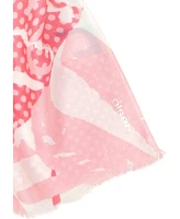 Olsen Multi-Print Mid-Size Scarf with Frayed Edge Trim