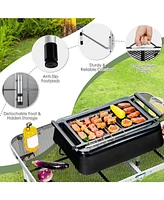 Sugift Aluminum Grill Table with Iron Mesh Top