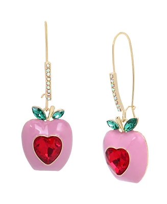 Betsey Johnson Faux Stone Apple Dangle Earrings