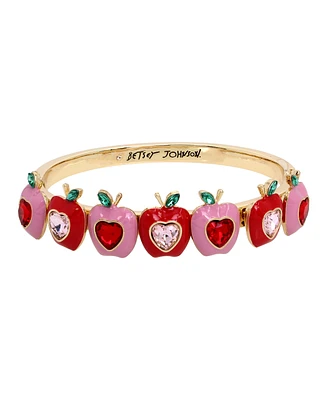 Betsey Johnson Faux Stone Apple Bangle Bracelet