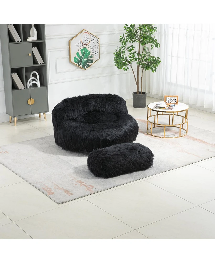 Simplie Fun Faux Fur Bean Bag Chair: Durable Comfort for Adults & Kids