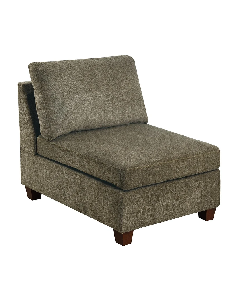 Simplie Fun Contemporary 1 Piece Armless Chair Tan Color Chenille Fabric Modular Corner Wedge Sofa