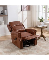 Streamdale Furniture Electric Lift Recliner with Massage & Heating (Caramel)