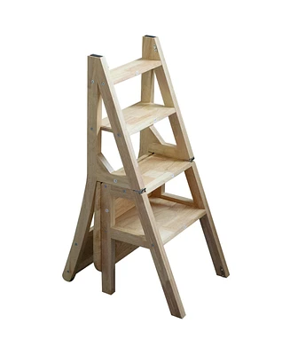 Simplie Fun Multi-Use Solid Wood Folding Ladder Chair