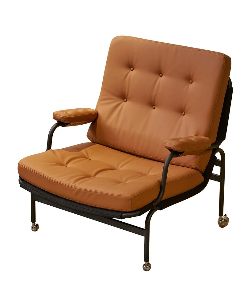 Simplie Fun Modern Brown Bonded Leather Armchair