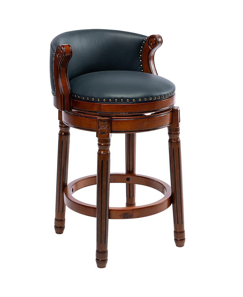 Streamdale Furniture Swivel Bar Stool with Back, Blue 26" Seat Height