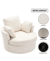 Streamdale Furniture Cozy Oversized Swivel Chair with Pillows for Living Room