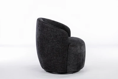 Simplie Fun Chenille Fabric Swivel Accent Armchair Barrel Chair With Black Powder Coating Metal Ring