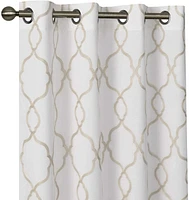 Kate Aurora 2 Pack Geo Trellis Double Layered Sheer Embroidered Grommet Curtains