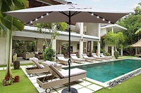 Streamdale Furniture Solar Led Patio Umbrella: Crank, Tilt, 10x6.5 ft