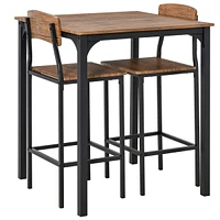 Streamdale Furniture Industrial 3-Piece Bar Table Set with Steel Chairs