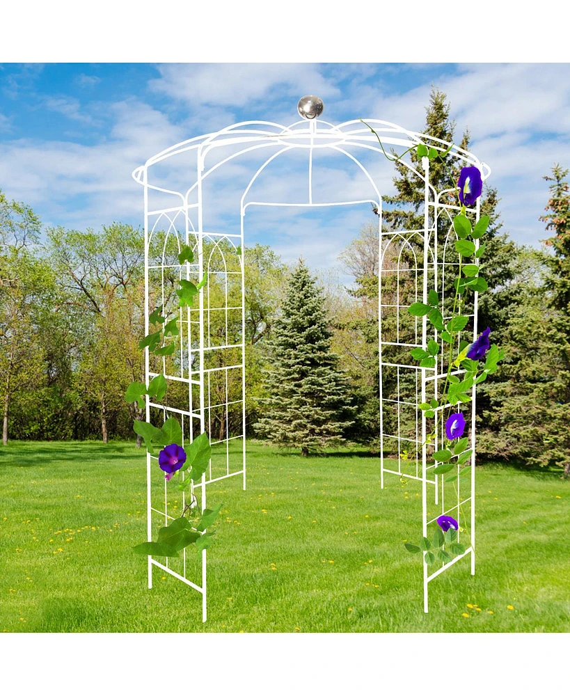 Simplie Fun White Birdcage Shape Wedding Pergola - 81.3" X 114.2"