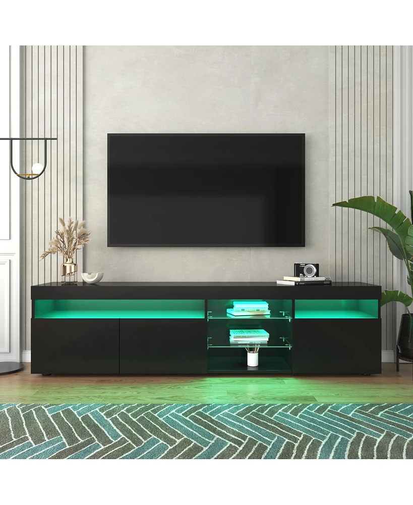 Simplie Fun Led Tv stand with multi-functional storage, up to 80"