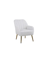 Streamdale Furniture Modern Soft Teddy Fabric Ivory Ergonomics Accent Chair Living Room Chair Bedroom Chair