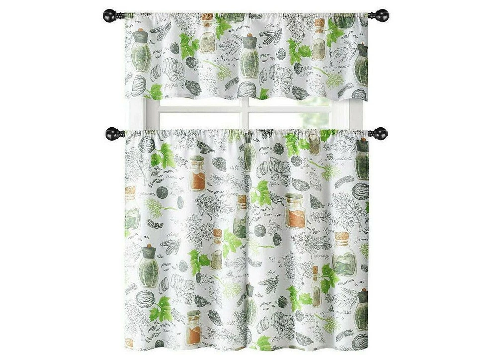 Kate Aurora Country Multi Spice Medley Complete 3 Piece Kitchen Curtain Tier & Valance Set