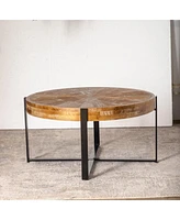 Streamdale Furniture 33.46" Splicing Round Coffee Table with Retro Design