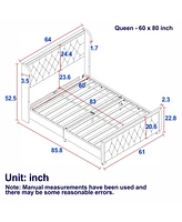 Grey Velvet Platform Bed with Led Headboard