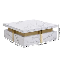 Modern Black Square Storage Coffee Table With 4 Drawers