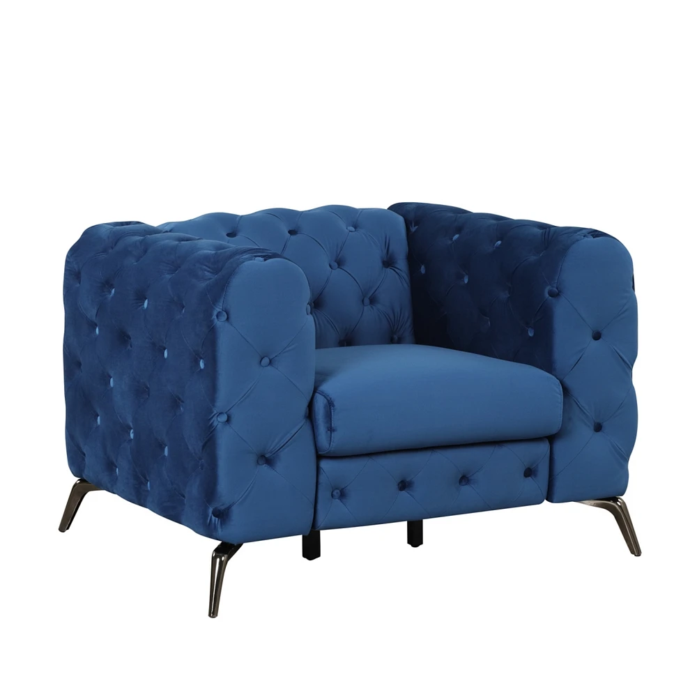 Simplie Fun 40.5" Velvet Upholstered Accent Sofa, Modern Single Sofa Chair With Button Tufted Back