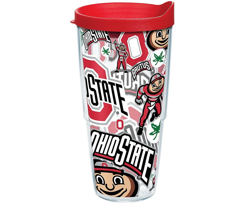 Tervis Tumbler Tervis Ohio State Buckeyes - All Over Made in Usa Double Walled Insulated Tumbler Travel Cup Keeps Drinks Cold & Hot, 24oz, Classic