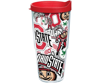 Tervis Tumbler Tervis Ohio State Buckeyes - All Over Made in Usa Double Walled Insulated Tumbler Travel Cup Keeps Drinks Cold & Hot, 24oz, Classic