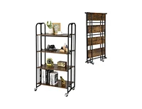 Slickblue Foldable Rolling Cart with Storage Shelves for Kitchen-4-Tier