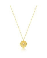 Etoielle Yellow Gold Tone Cz Starburst Medallion Necklace