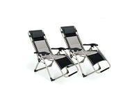 Slickblue 2 Pieces Adjustable Padded Lounge Recliner with Removable Head Pillow-Black
