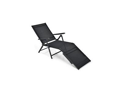 Slickblue Patio Foldable Chaise Lounge Chair with Backrest and Footrest