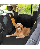 Slickblue Dog Car Seat Cover Protector for Back Seat with Mesh Windows-Black