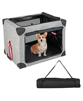 Slickblue 3-Door Dog Crate with Removable Pad and Metal Frame