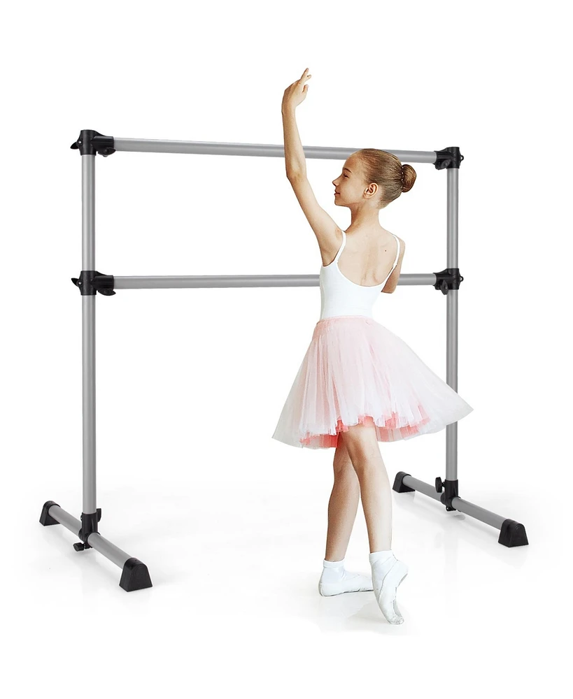 Slickblue 4 Feet Double Ballet Barre Bar with Adjustable Height