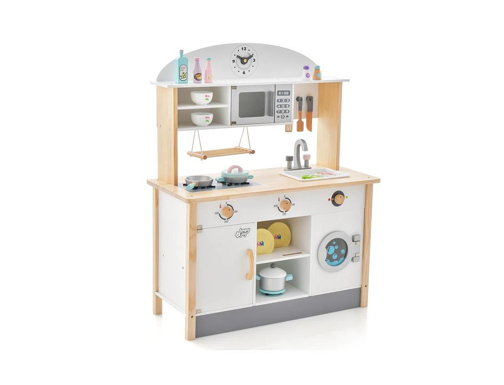 Slickblue Wooden Pretend Kids Play Kitchen Set with Cooking Accessories