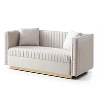 Streamdale Furniture Modern Beige Velvet Sofa Set with Pillows