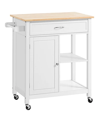 Simplie Fun Rolling Kitchen Island Cart with Storage, White