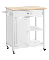 Simplie Fun Rolling Kitchen Island Cart with Storage, White